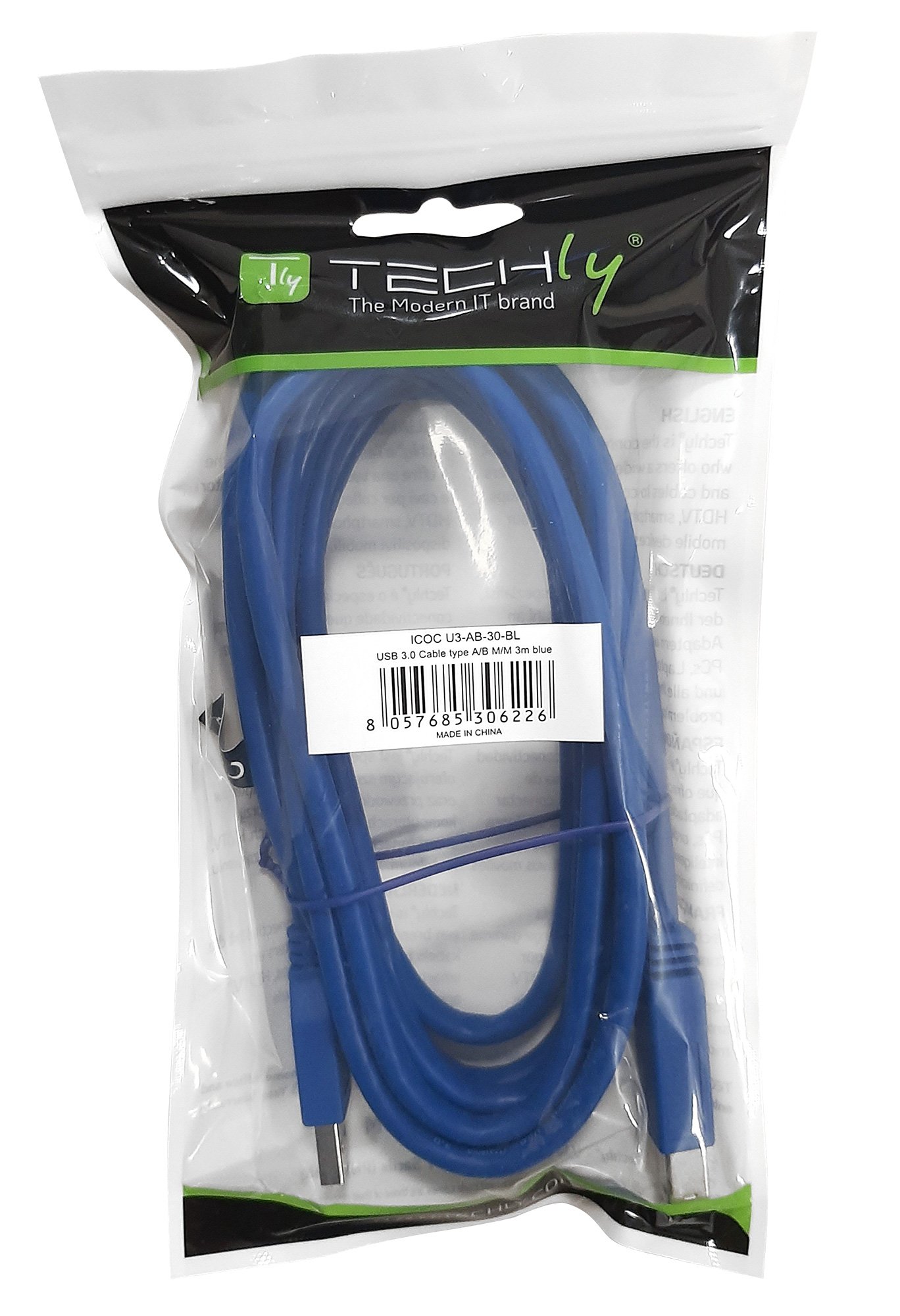 Cavo USB 3.2 Superspeed A maschio/B maschio 0,5 m blu - immagine 2