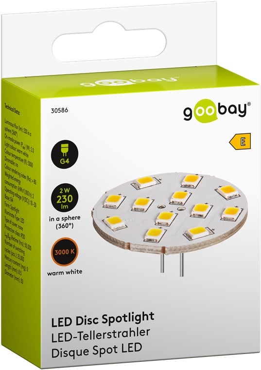 Faretto Led a Disco 12LED SMD G4 5050 2W 230lm Bianco Caldo, Classe E - immagine 2
