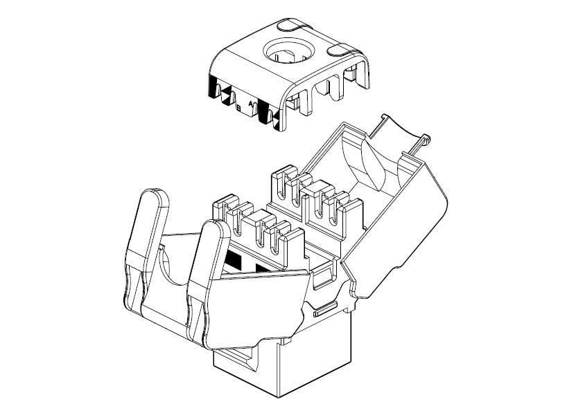 Frutto Keystone RJ45 UTP Cat. 6 Nero Toolfree - immagine 2