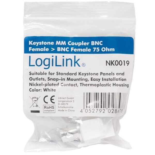 Adattatore Keystone BNC Femmina / BNC Femmina Bianco - immagine 2