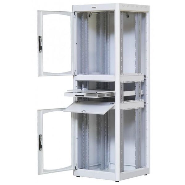 Armadio Rack 19'' 600x800 38U con Ripiano Tastiera Grigio - immagine 2