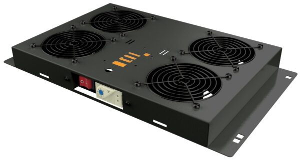 Kit di Ventilazione a Soffitto per Rack 19'' 4 Ventole Nero - immagine 2