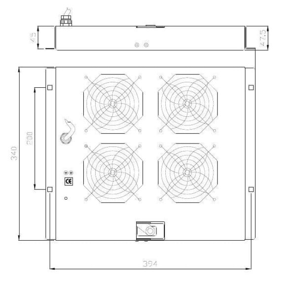 Gruppo di ventilazione a soffitto per Rack 19'' 4 Ventole Nero - immagine 2