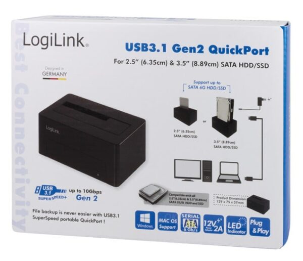 Docking Station USB3.1 Gen2 per HDD/SSD SATA da 2.5''/3.5'' Nero - immagine 2