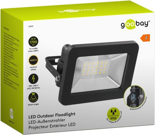Faretto LED da Esterno IP65 20W Nero - immagine 2