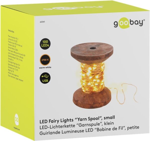 Bobina con Filo di Rame 100 Luci LED IP21 USB Interruttore On Off - immagine 2