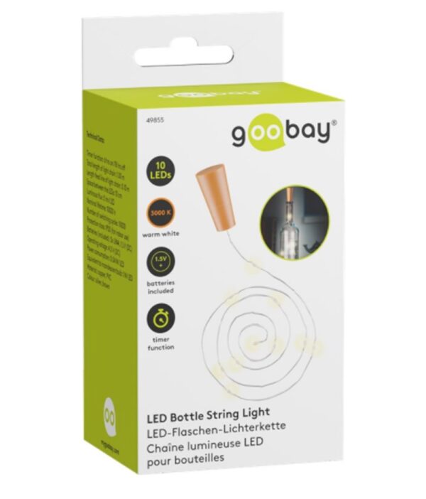 Strip 10 LED con Timer Bianco Caldo per Bottiglia - immagine 2