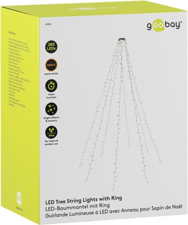 Catena Luminosa 280 Luci LED IP44 Bianco Caldo per Albero con Anello - immagine 2