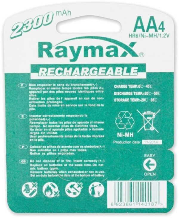 Blister 4 Batterie Ricaricabili Stilo AA 2300mAh - immagine 2