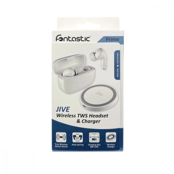 Cuffie Auricolari TWS Jive con Custodia di Ricarica USB-C™ e Pad Caricatore a Induzione Bianco - immagine 2