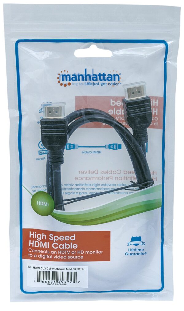 Cavo HDMI CL3 High Speed con Ethernet A/A M/M 3 metri Nero - immagine 2