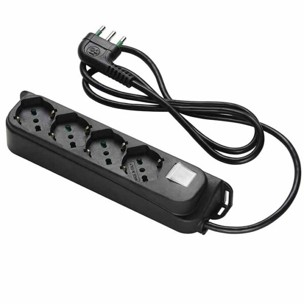 Multipresa 4 Posti Schuko con Interruttore e Cavo 1,5m Nero - immagine 2