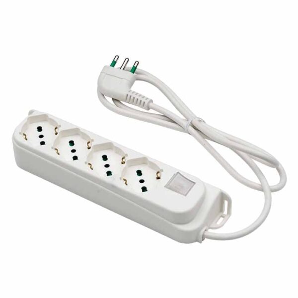 Multipresa 4 Posti Schuko con Interruttore e Cavo 1,5m Bianca - immagine 2