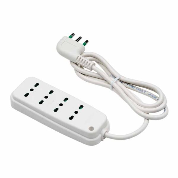 Multipresa 4 Posti con Spina Italiana Angolata Bianco - immagine 2