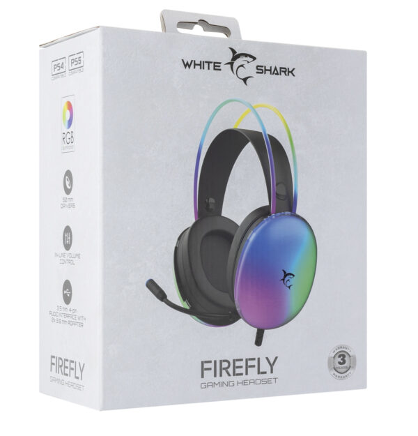 Cuffia Gaming Stereo con Microfono e Illuminazione RGB su Cuffie e Archetto Nero FIREFLY - immagine 2