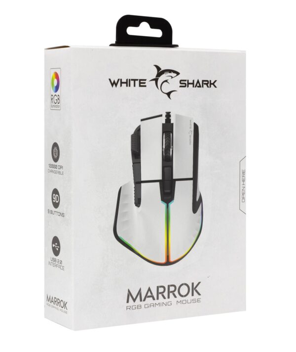 Mouse Gaming RGB USB 12000 dpi 9 Tasti Bianco Marrok - immagine 2