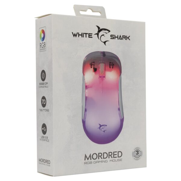 Mouse Gaming RGB USB 12800 dpi 7 Tasti Bianco Mordred - immagine 2