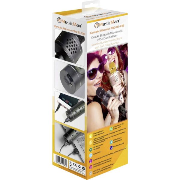 Microfono Karaoke Bluetooth con TWS per Cantare in Duetto Nero, BT-X35 - immagine 2