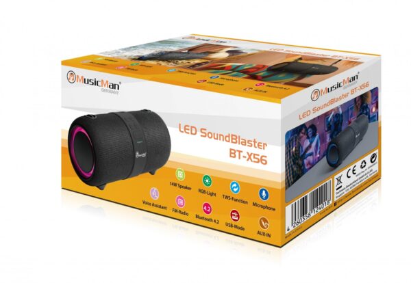 Cassa Bluetooth Altoparlante Speaker Waterproof IPX6 Luce LED, BT-X56 - immagine 2