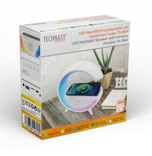 Altoparlante Bluetooth v5.3 con Luce LED e Ricarica Wireless, TX-264 - immagine 2