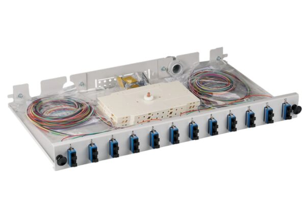 Cassetto Ottico 19'' Assemblato con 12 Bussole e 24 Pigtails SC Duplex Monomodale OS2 - immagine 2