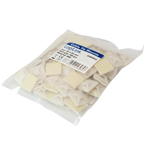 Supporto Autoadesivo 25x25mm per Fascette 100 Pz Beige - immagine 2