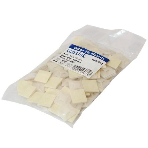 Supporto Autoadesivo 19x19mm per Fascette 100 Pz Beige - immagine 2