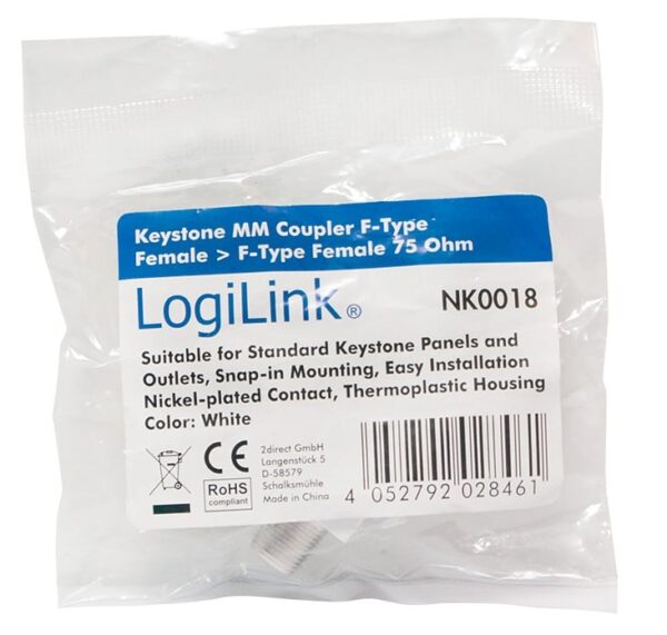 Adattatore Keystone BNC 75 Ohm F/F Nero - immagine 2