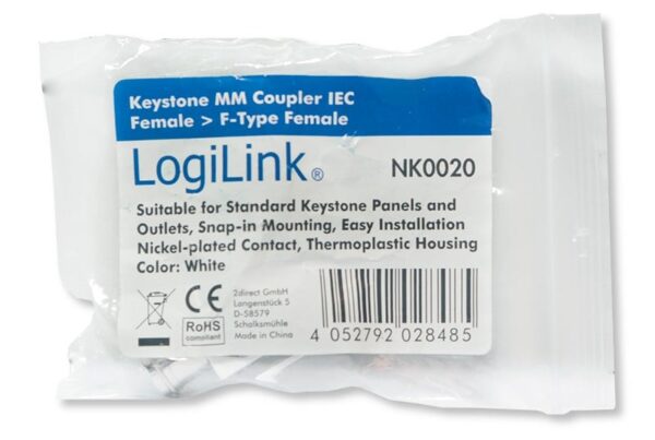 Adattatore Keystone IEC Femmina a F Femmina - immagine 2