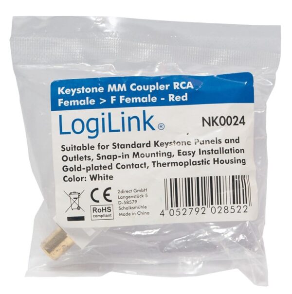 Adattatore Keystone RCA/F F/F Rosso - immagine 2