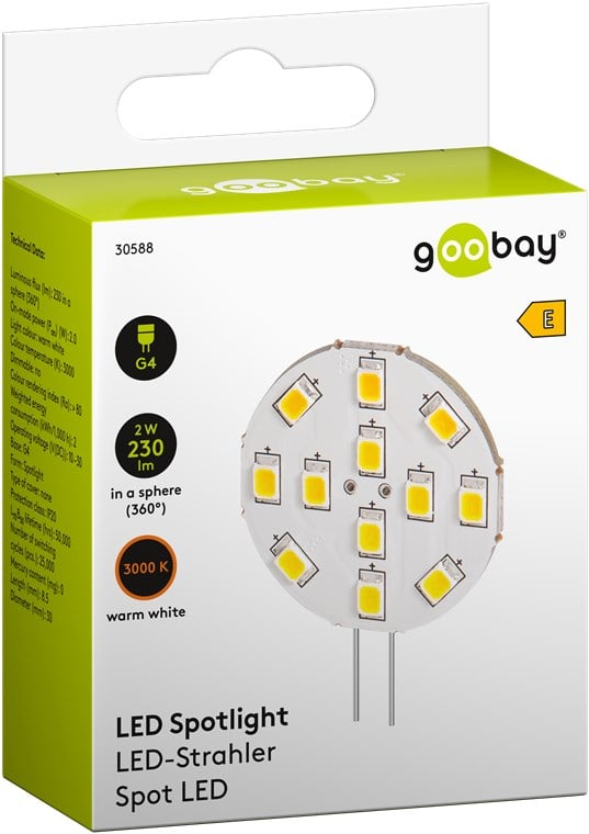 Lampada 12LED SMD G4 5050 2W 230lm Bianco Caldo, Classe E - immagine 2