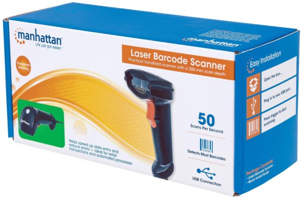 Lettore Laser Barcode Professionale USB Nero - immagine 2