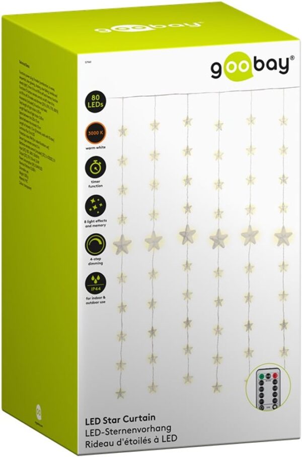 Tenda Luminosa con Stelle Natalizie 80 LED e Telecomando - immagine 2