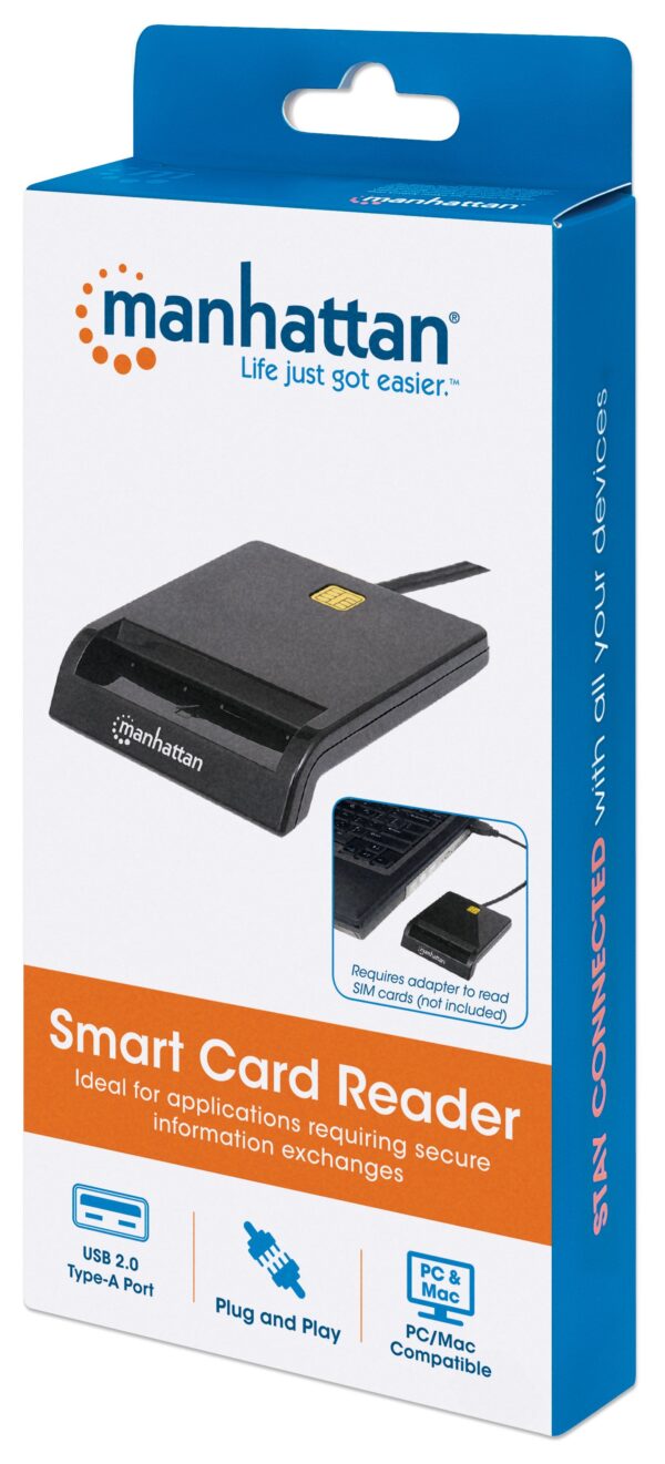 Lettore/Scrittore di Smart Card USB Compatto Nero - immagine 2
