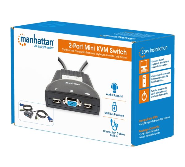 Mini KVM Switch 2 Porte USB con Audio - immagine 2