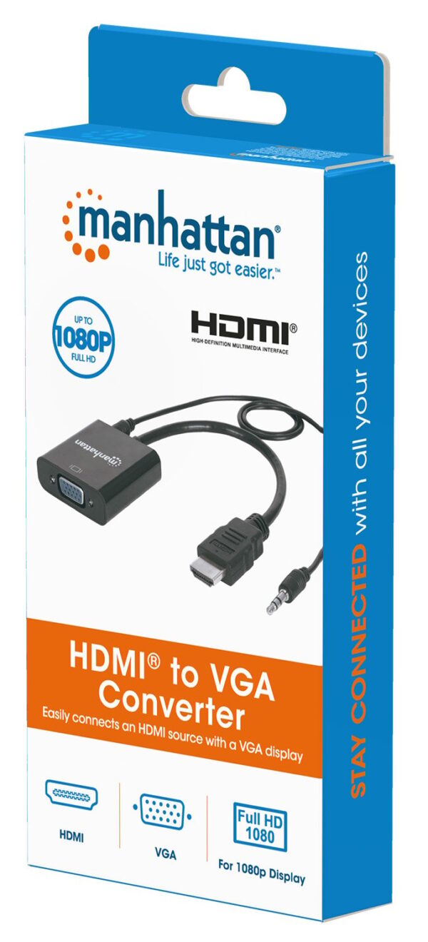 Cavo Convertitore da HDMI a VGA con Audio e MicroUsb 30cm Nero - immagine 2