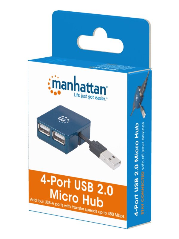 Micro USB Hub 2.0 4 porte, attivo - immagine 2