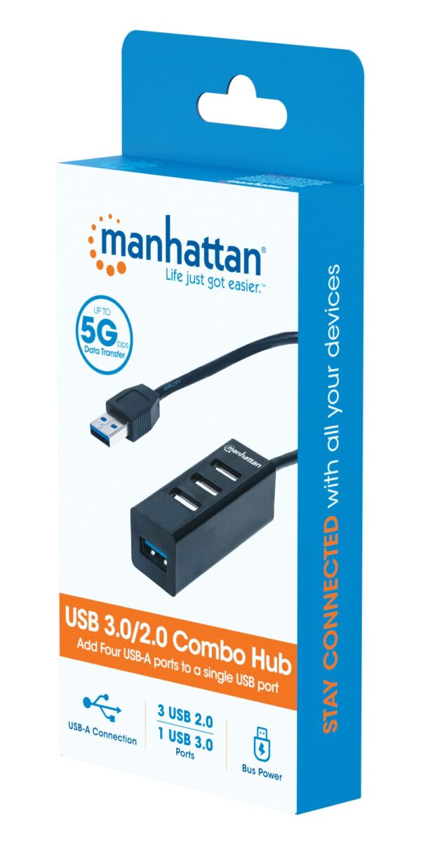 Hub USB 3.0/2.0 Combo 4 porte Nero - immagine 2
