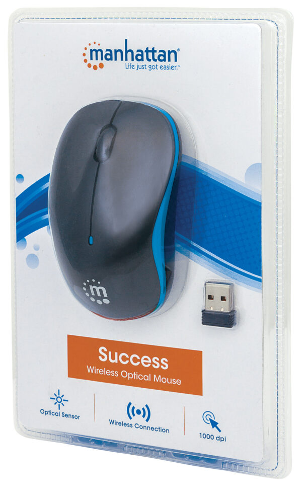 Mouse Ottico Wireless con Micro Ricevitore USB 1000dpi Nero/Azzurro - immagine 2