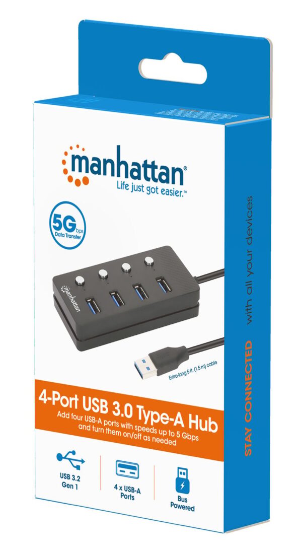 Hub USB 3.0 4 porte Type-A con Interruttori per Singola Porta - immagine 2