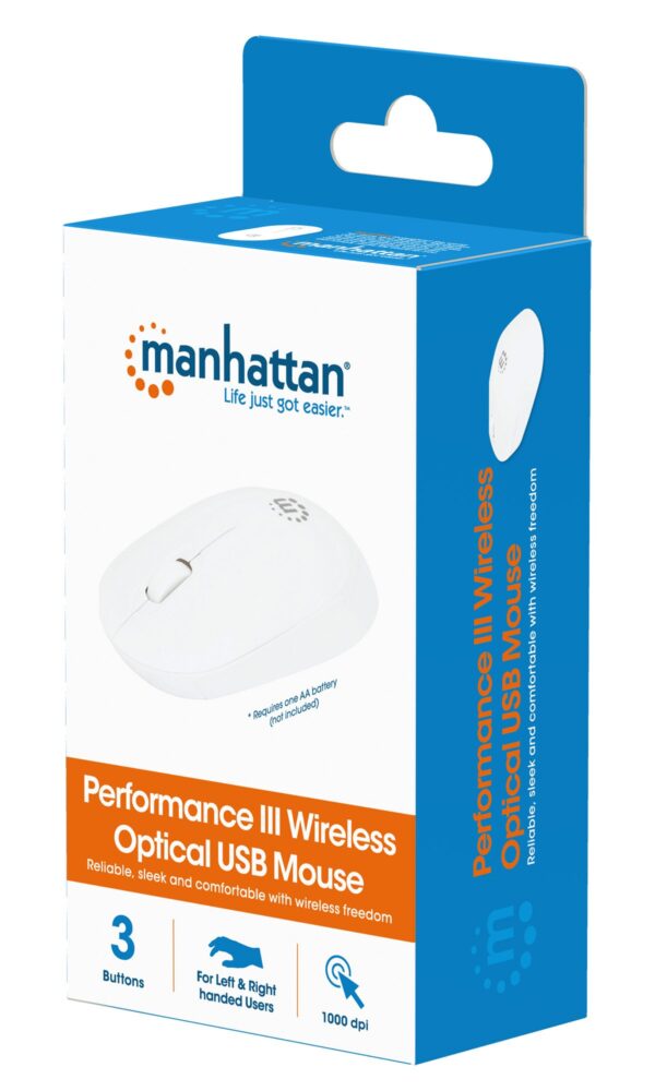 Mouse Ottico USB Wireless Performance III Bianco - immagine 2