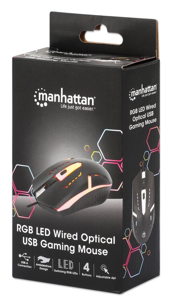 Mouse Ottico Gaming USB 1500dpi Retroilluminazione LED RGB - immagine 2