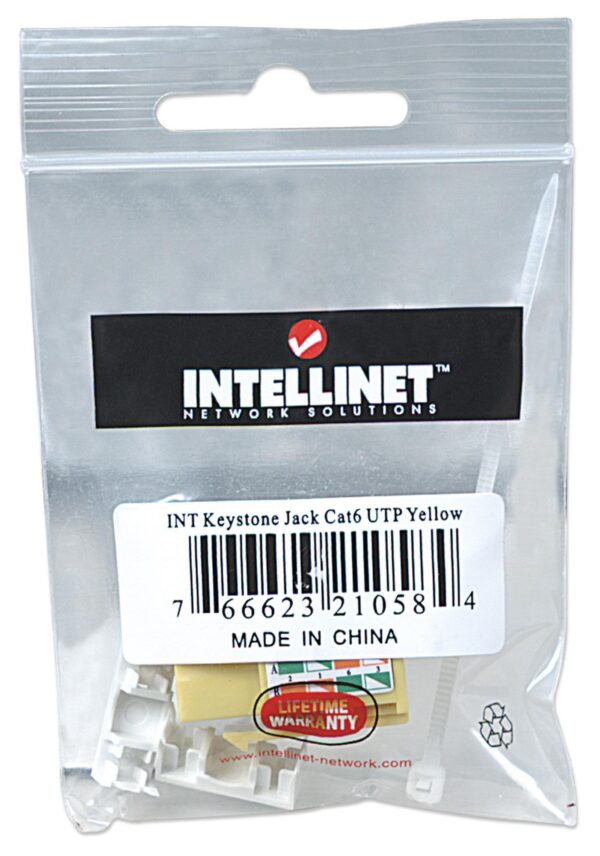 Frutto Keystone RJ45 Cat.6 UTP non schermato Giallo - immagine 2