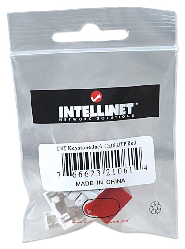 Frutto Keystone RJ45 Cat.6 UTP non schermato Rosso - immagine 2