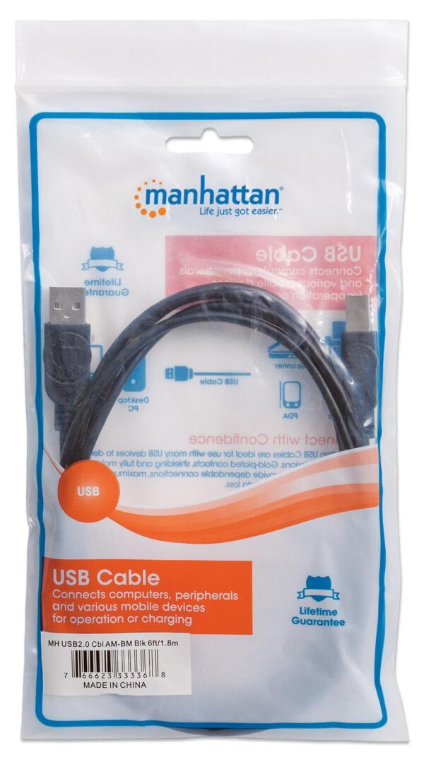 Cavo USB 2.0 A maschio/B maschio 1.8m Nero - immagine 2