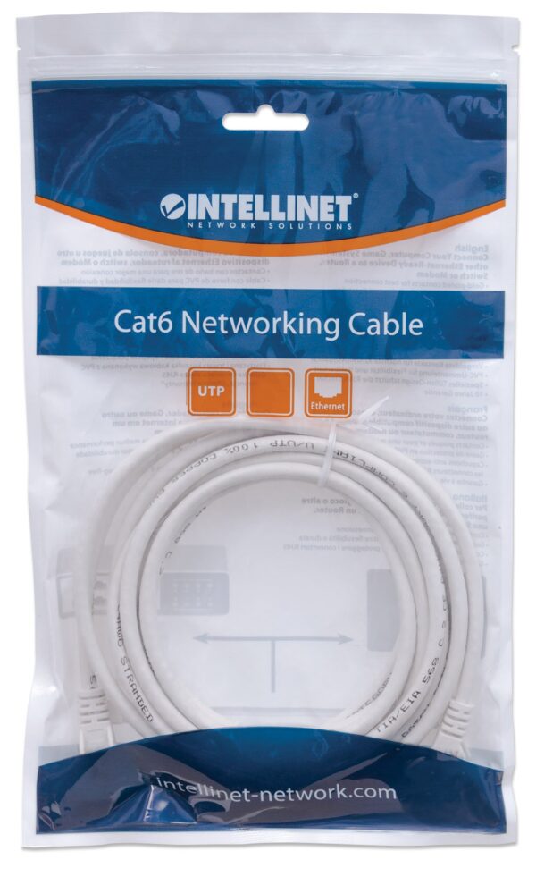 Cavo di rete Patch in Rame Cat. 6 Bianco UTP 1 m - immagine 2
