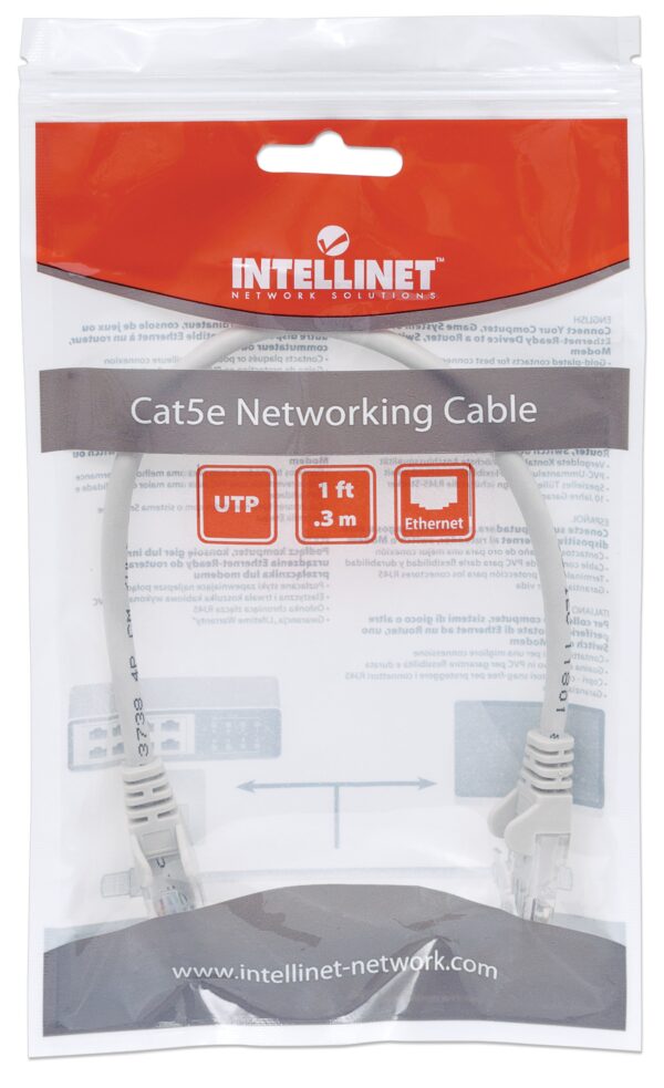 Cavo di rete Patch in Rame Cat. 5e Grigio UTP 0,3 m - immagine 2
