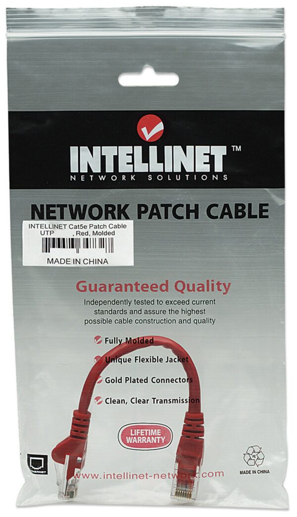Cavo di rete Patch in Rame Cat. 5e Rosso UTP 0,3 m - immagine 2
