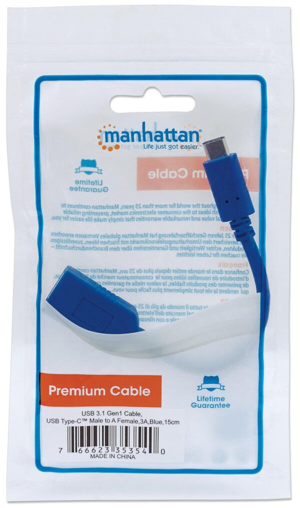Cavo Superspeed USB A Femmina USB-C™ Maschio 15cm Blu - immagine 2