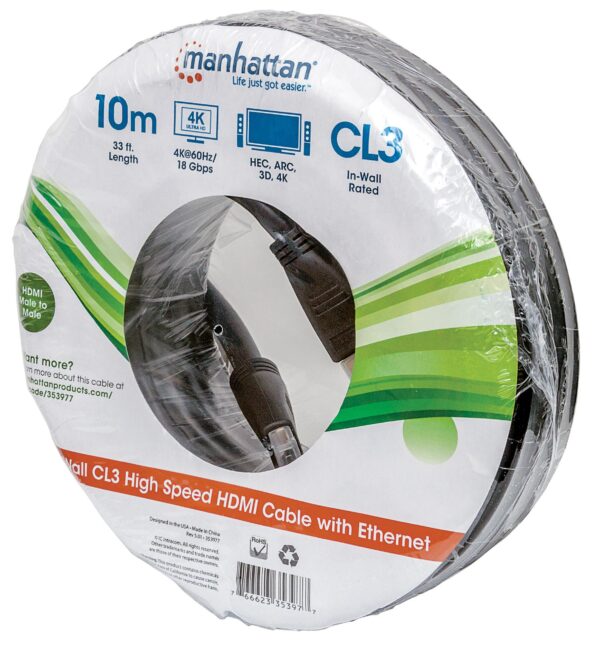 Cavo HDMI CL3 High Speed con Ethernet A/A M/M 15m Nero - immagine 2
